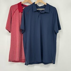 RHÔNE 2pc Navy and Red Polo men’s Shirt lot  Sz XL performance golf business